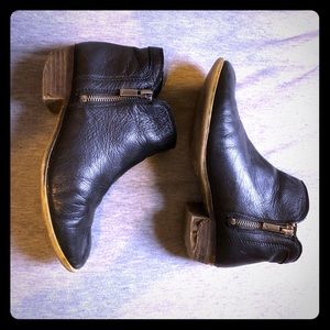 Lucky Brand Denim Leather Booties